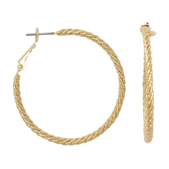 MIXIT Women’s Gold-Tone Twisted Rope Hoop Earrings – 1.5" Hypoallergenic Jewelry - Picture 8 of 11